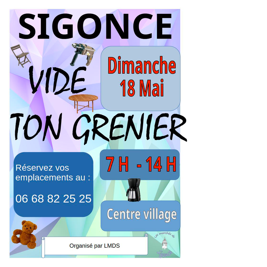 Vide grenier le 18 mai 2025